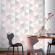 Обои Scandi Geo Triangle - Pink and Grey - Arthouse 908204
